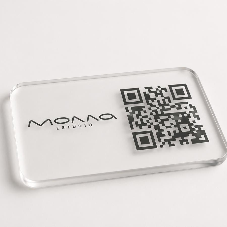 Soporte QR metacrilato transparente
