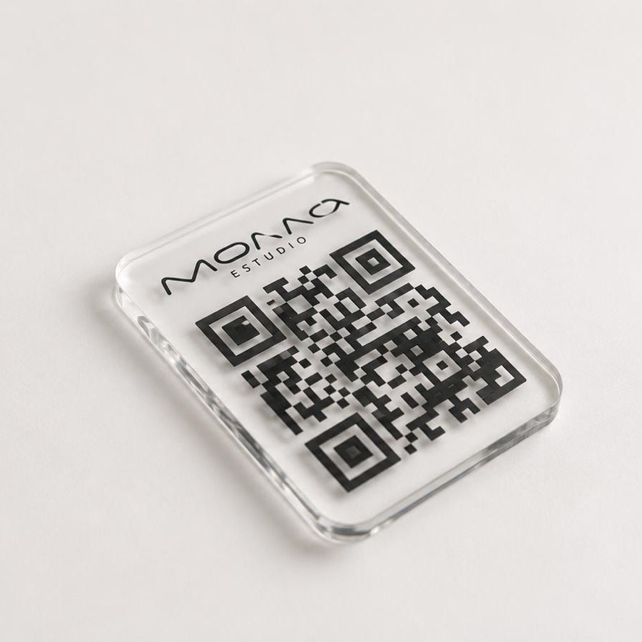 Soporte QR metacrilato transparente
