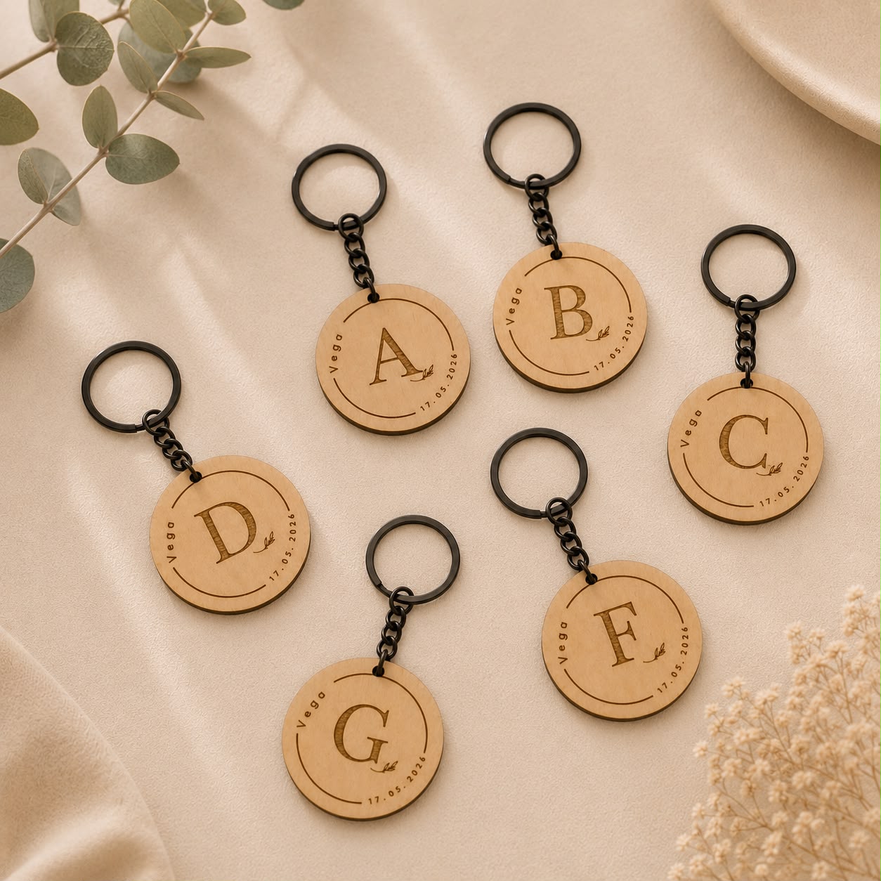 Llavero circular personalizado con Inicial