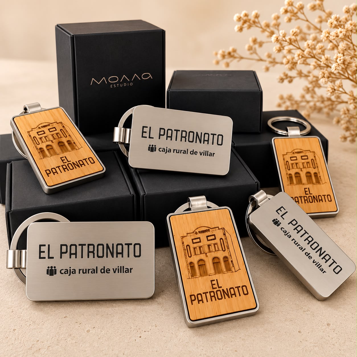 Llavero Personalizado de Metal y Bambú