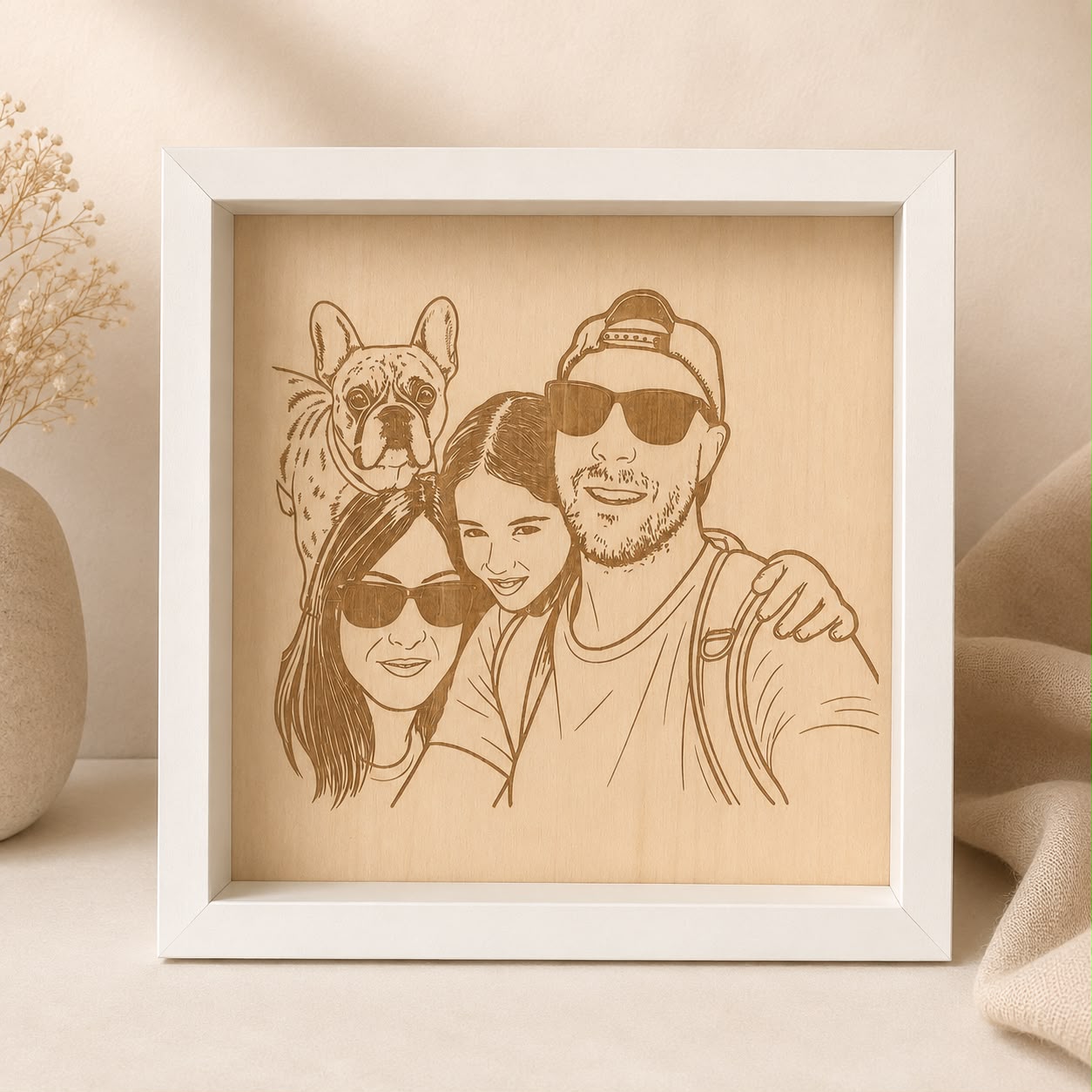 Cuadro foto ilustración grabado láser