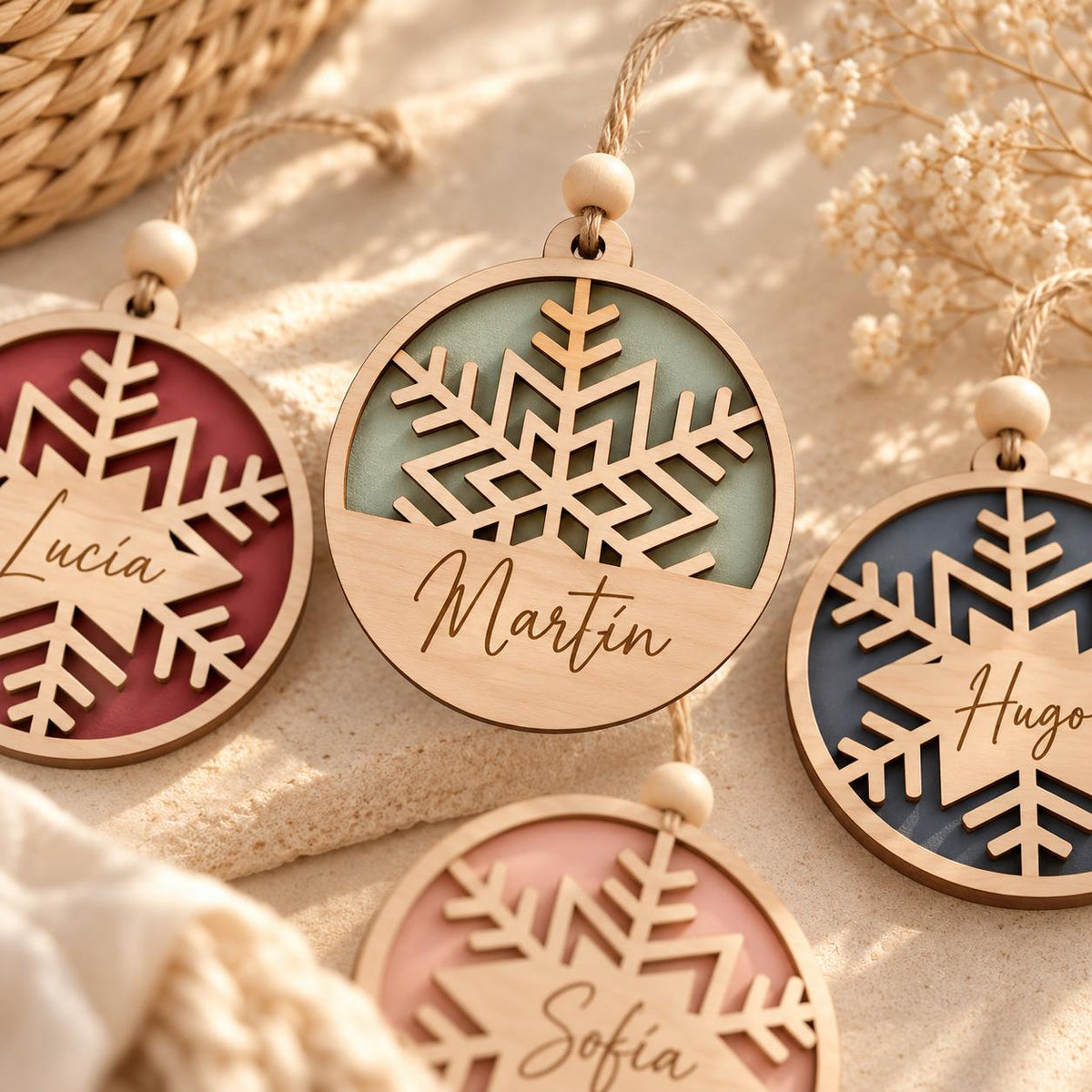 Pack seis adornos navideños colores