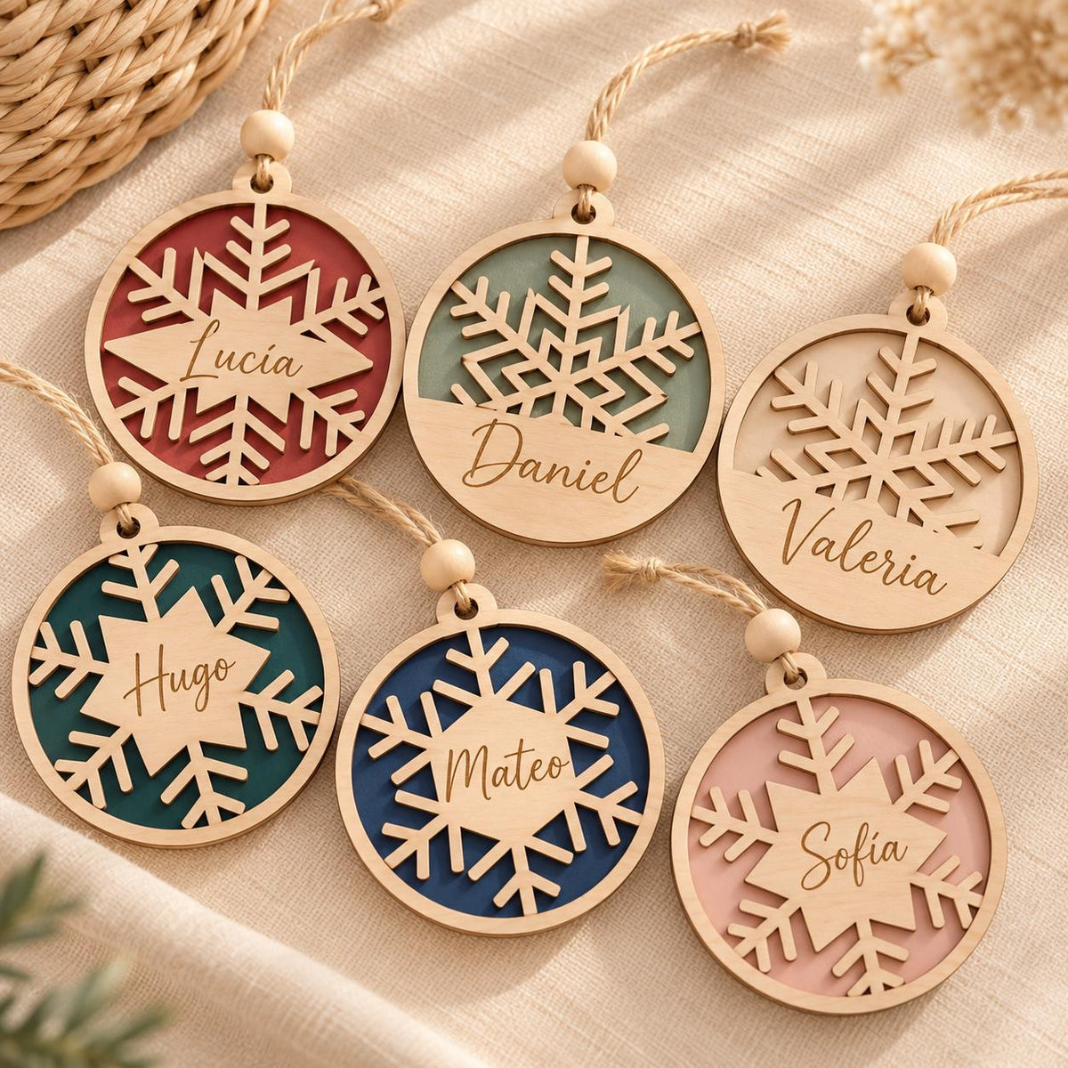 Pack seis adornos navideños colores