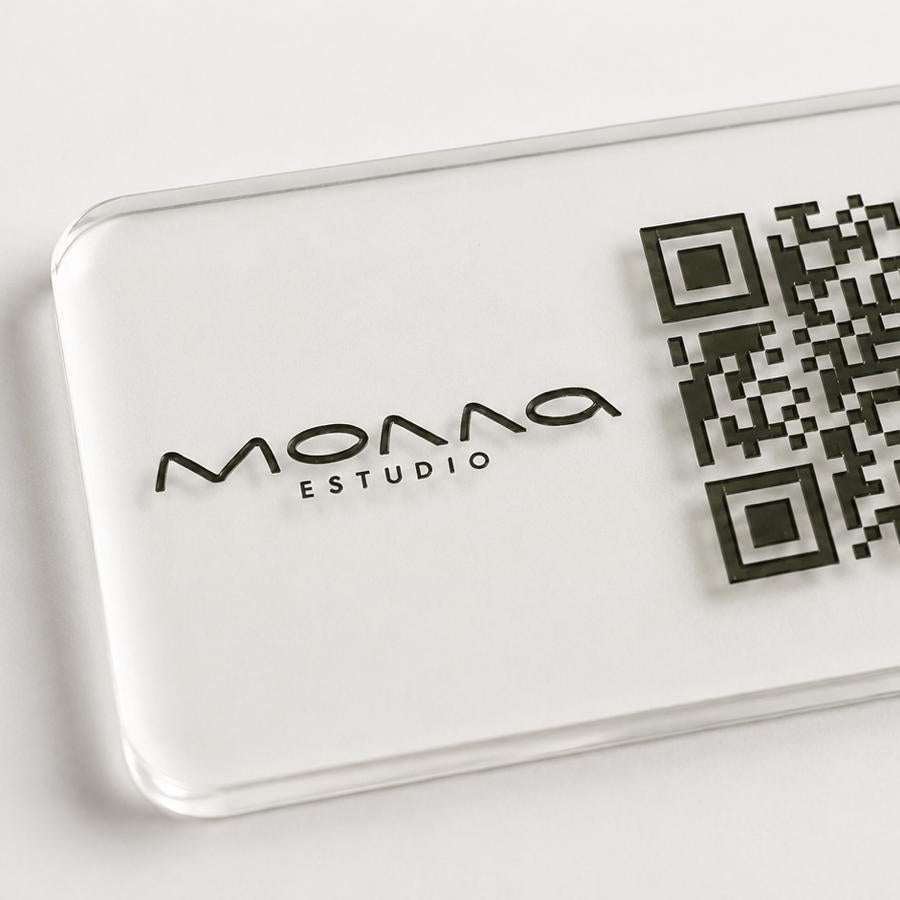 Soporte QR metacrilato transparente