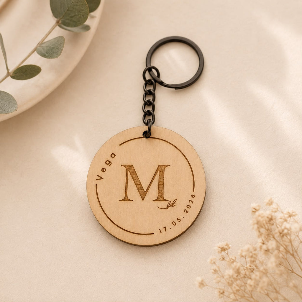 Llavero circular personalizado con Inicial