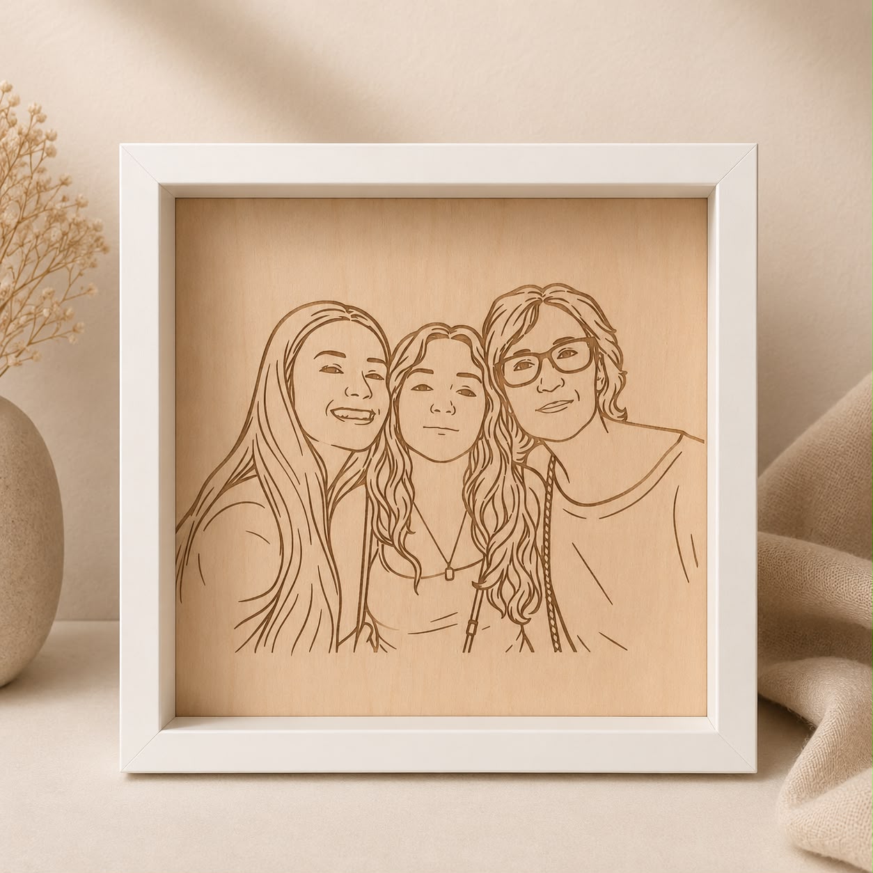 Cuadro foto ilustración grabado láser