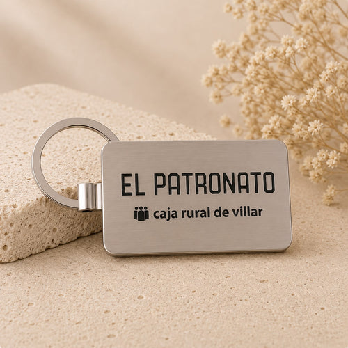 Llavero Personalizado de Metal y Bambú